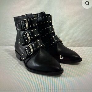Stephen by Steve Madden Heller Triple Buckle Studded Ankle Boots
